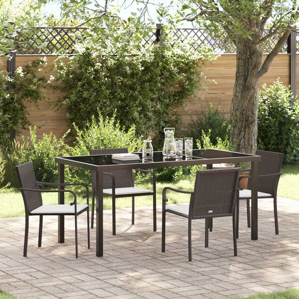 vidaXL Garten Essgruppe 5 pcs Braun Poly Rattan