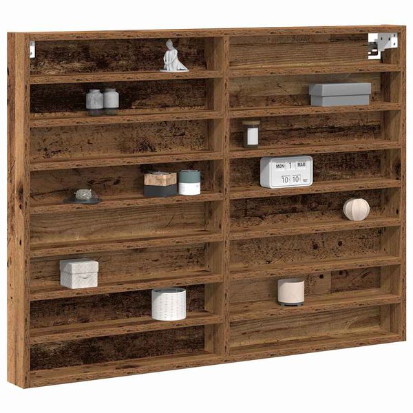 vidaXL Vitrine mit Regal Altholz 100 x 8,5 x 75 cm Holzwerkstoff