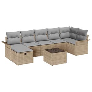 vidaXL Gartensofa-set 8 stk. Beige und Hellgrau Poly-Rattan