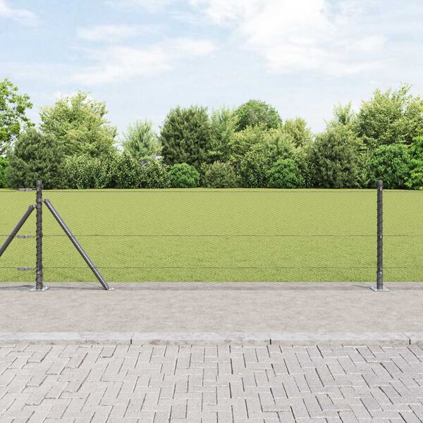 vidaXL Zaunpfosten Grau 25 x 0,4 m (13 mm Maschen) Stahl und PVC