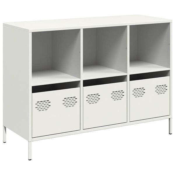 vidaXL Sideboard Wei&szlig; 101,5x39x73,5 cm Kaltgewalzter Stahl