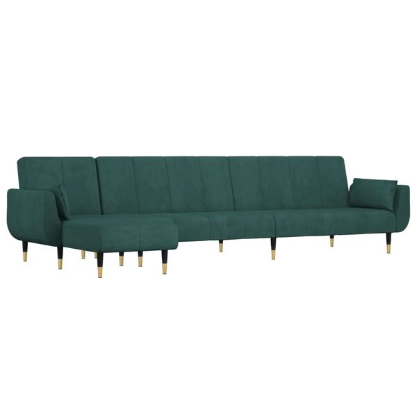 vidaXL Schlafsofa in L-Form Dunkelgrün 275x140x70 cm Samt