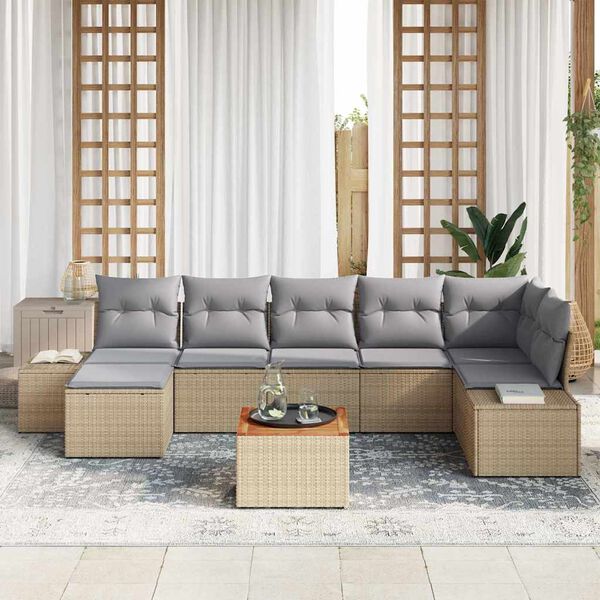 vidaXL Garten-Sofa-Set 8 pcs Beige und Hellgrau