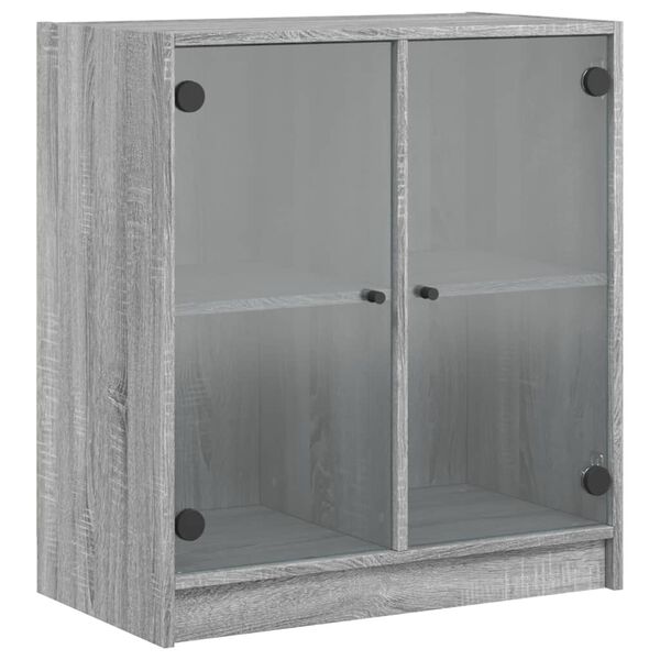 vidaXL Beistellschrank mit Glast&uuml;ren Grau Sonoma 68x37x75,5 cm