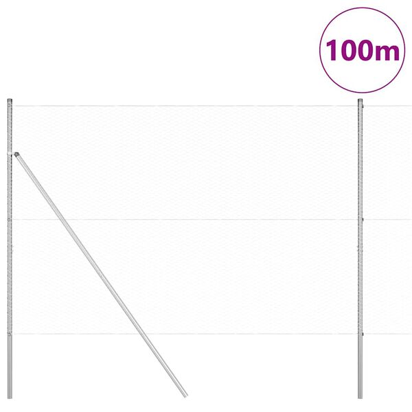 vidaXL Zaunpfosten Silber 100 x 1,6 m (25 mm Maschennetz) Stahl