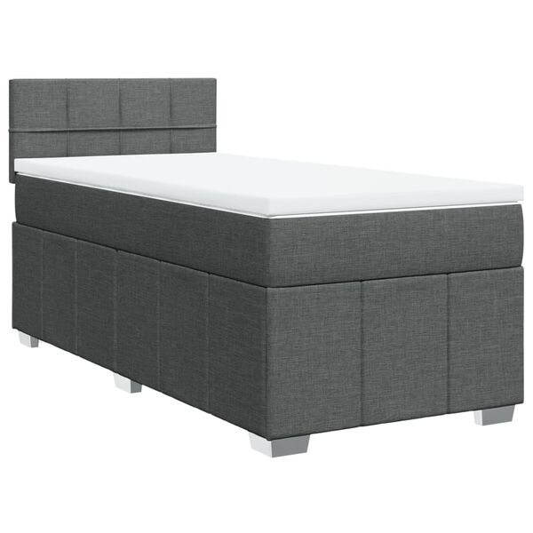 vidaXL Boxspringbett mit Matratze Dunkelgrau 80x200 cm Stoff
