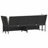 vidaXL Gartensofa mit Kissen Schwarz Poly Rattan