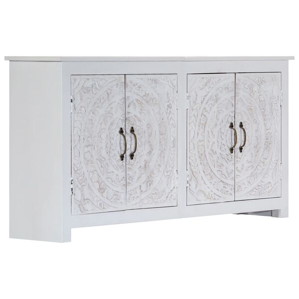 vidaXL Sideboard Handarbeit Wei&szlig; 140x30x70 cm Massivholz Akazie