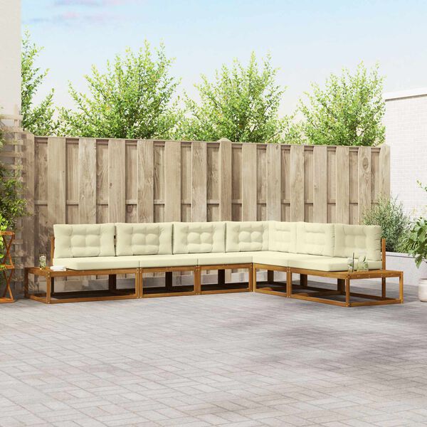 vidaXL Outdoor-Sofagarnitur 6 St&uuml;ck Natur und Creme
