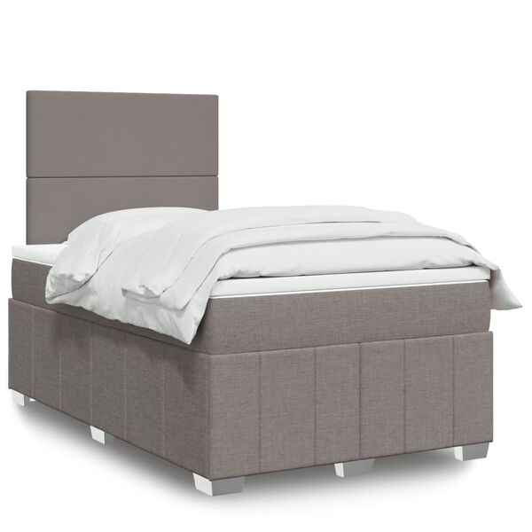 vidaXL Boxspringbett mit Matratze Taupe 120x190 cm Stoff