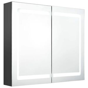 vidaXL LED-Spiegelschrank f&uuml;rs Bad Grau 80x12x68 cm