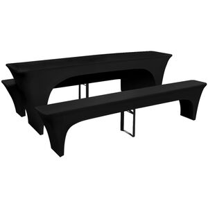 3 Schonbez&uuml;ge f&uuml;r Biertisch und B&auml;nke Stretch Schwarz 220 x 70 x 80 cm