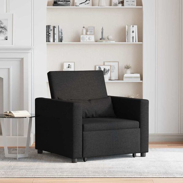 vidaXL Einzel-Schlafsofa mit Rädern Schwarz 90 x 165 x 87 cm Stoff