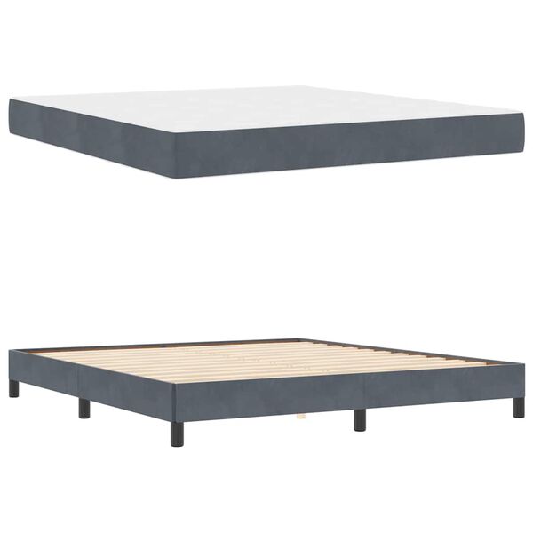 vidaXL Boxspringbett mit Matratze Dunkelgrau 180 x 220 cm Stoff