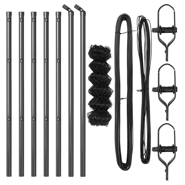 vidaXL Zaunpfosten Grau 10 x 0,4 m (60 x 60 mm Maschen) Stahl und PVC