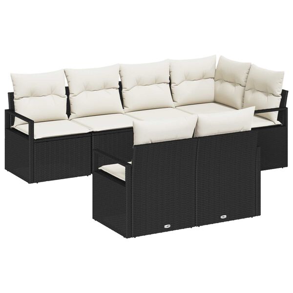 vidaXL Sofa Set 7 pcs Schwarz Poly-Rattan