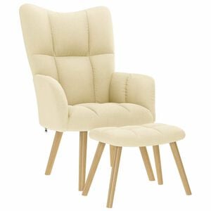 vidaXL Relaxsessel mit Hocker Creme Stoff