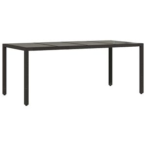 vidaXL Gartentisch mit Glasplatte Schwarz 190x90x75 cm Poly Rattan
