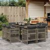 vidaXL 9-tlg. Garten-Essgruppe mit Kissen Grau Poly Rattan