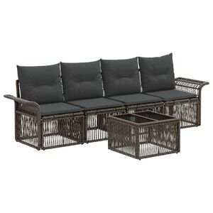 vidaXL Gartensofa-set 5 stk. Grau Poly-Rattan