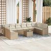 vidaXL Sofa Set mit Kissen 11 pcs Beige Poly Rattan