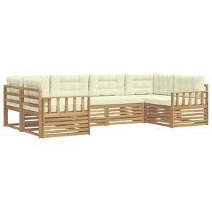 vidaXL Outdoor-Sofagarnitur 6 stk. Wei&szlig; und Creme Massivholz Akazie