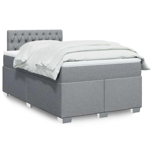 vidaXL Boxspringbett mit Matratze Hellgrau 120x190 cm Stoff