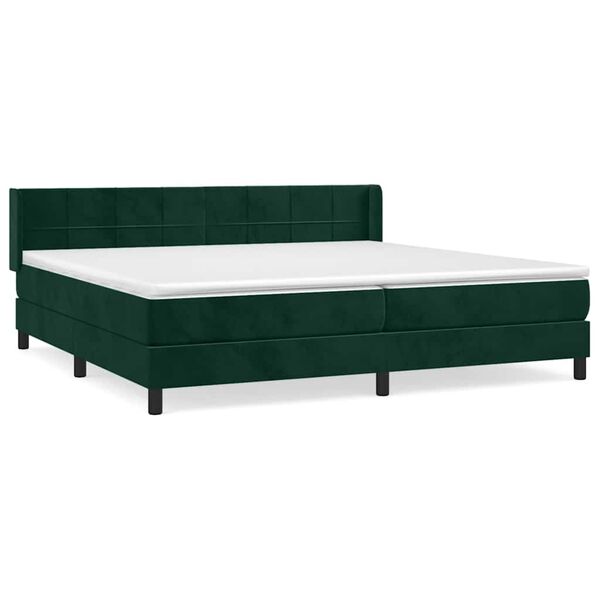 vidaXL Boxspringbett mit Matratze Dunkelgr&uuml;n 200x200 cm Samt