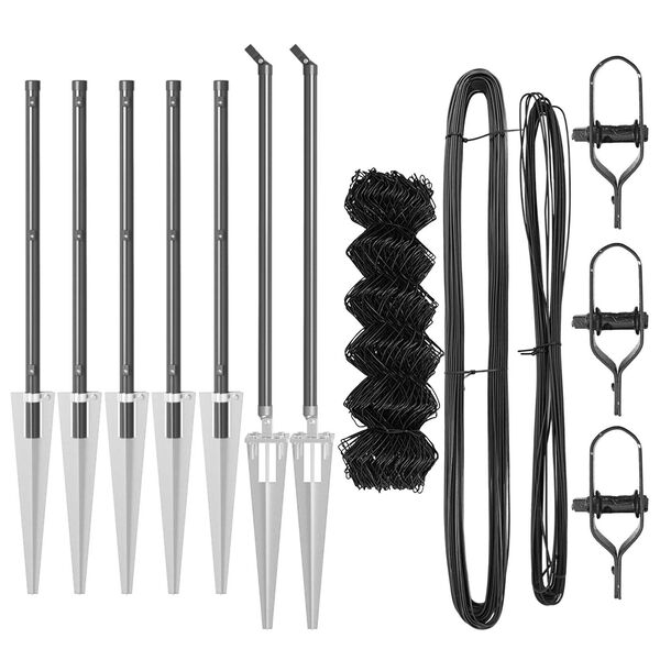 vidaXL Zaunpfosten Grau 10 x 1 m (40 x 40 mm Maschen) Stahl und PVC