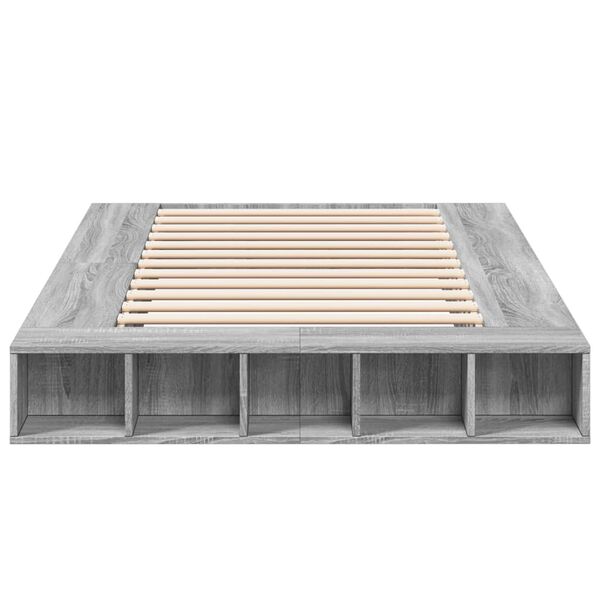 vidaXL Bettgestell Grau Sonoma 120x200 cm Holzwerkstoff