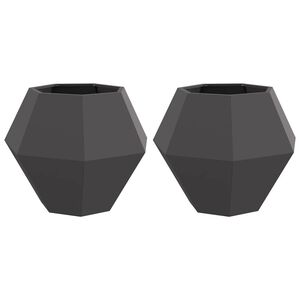 vidaXL Pflanzk&uuml;bel 2 pcs Schwarz 75 x 75 x 60 cm Stahl