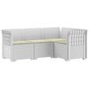 vidaXL 4-Sitzer Gartensofa mit Kissen Rattan-Look PP Wei&szlig;