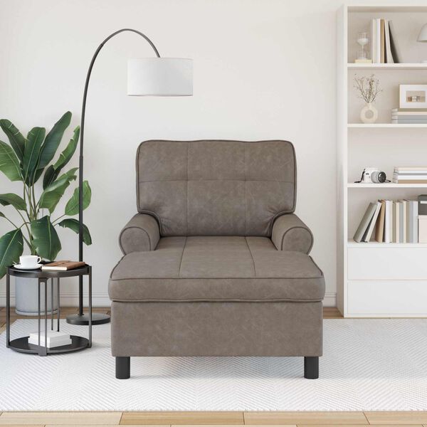 vidaXL Lounge-Liege mit Kissen Grau 91 x 157 x 91 cm Kunstleder