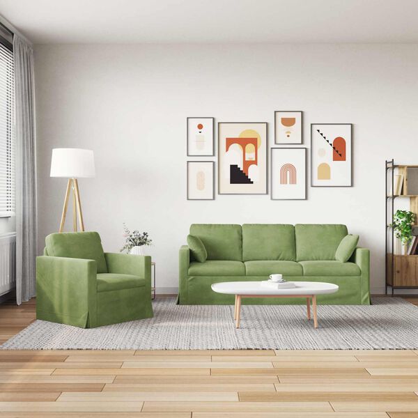 vidaXL Sofa Set 2 pcs Hellgr&uuml;n 198 x 78 x 80 cm Samt