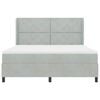 vidaXL Boxspringbett mit Matratze mit LED Hellgrau 180 x 200 cm Samt