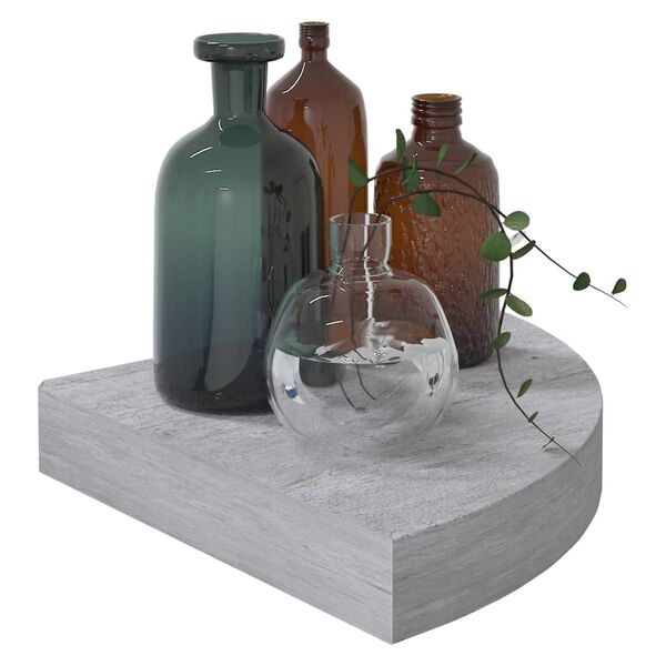 vidaXL Eck-Schweberegal Betongrau 25x25x3,8 cm MDF