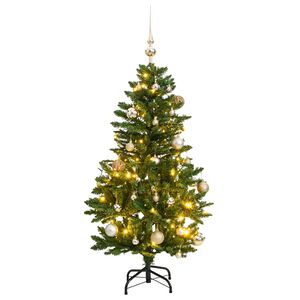 vidaXL K&uuml;nstlicher Weihnachtsbaum Klappbar 150 LEDs & Kugeln 120 cm