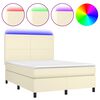 vidaXL Boxspringbett mit Matratze & LED Creme 140x200 cm Kunstleder