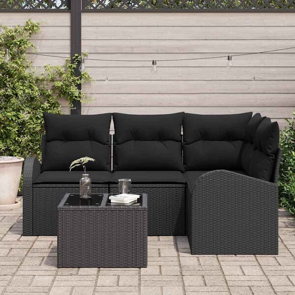 vidaXL Gartensofa-set 5 pcs Schwarz Poly-Rattan