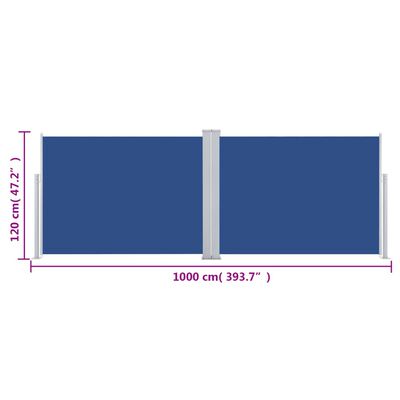 vidaXL Ausziehbare Seitenmarkise Blau 120 x 1000 cm