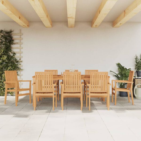 vidaXL Gartenst&uuml;hle 8 Stk. Stapelbar 56,5x57,5x91 cm Massivholz Teak