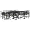 vidaXL 13-tlg. Garten-Essgruppe mit Kissen Schwarz Poly Rattan