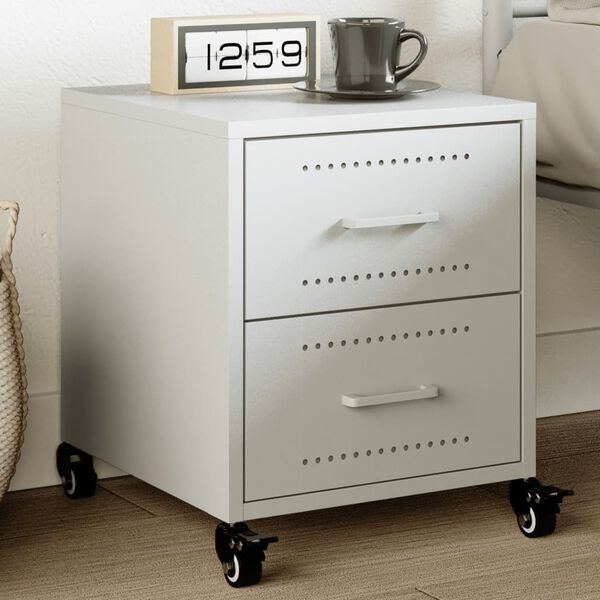 vidaXL Nachttisch Weiß 36x39x43,5 cm Stahl