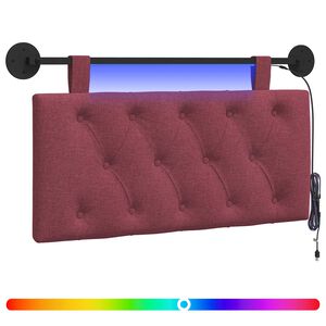 vidaXL H&auml;ngendes Kopfteil Mit LED Licht Weinrot Stoff