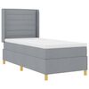 vidaXL Boxspringbett mit LED-Lichtleisten Hellgrau 90 x 200 cm Stoff