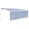 vidaXL Markise Manuell Einziehbar mit Rollo & LED 4,5x3 m Blau & Wei&szlig;
