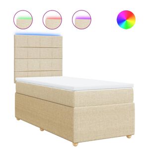 vidaXL Boxspringbett mit Matratze Creme 80x200 cm Stoff