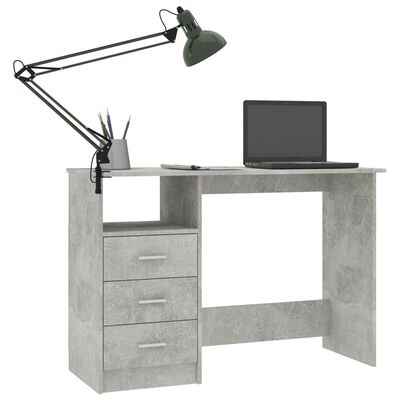 vidaXL Schreibtisch mit Schubladen Betongrau 110×50×76cm Holzwerkstoff