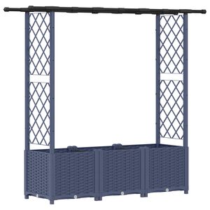 vidaXL Hochbeet mit Rankgitter und Dach Grau 162,5 x 40 x 136 cm PP