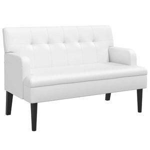 vidaXL Sitzbank mit R&uuml;ckenlehne Wei&szlig; 112x65,5x75 cm Kunstleder